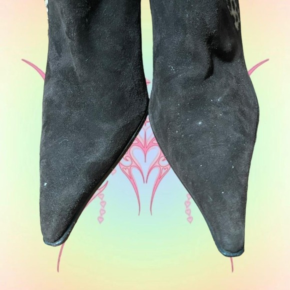 Vintage Lerre Mid-Calf Pointed Toe Brown Boots with Leopard Details - Picture 6 of 8